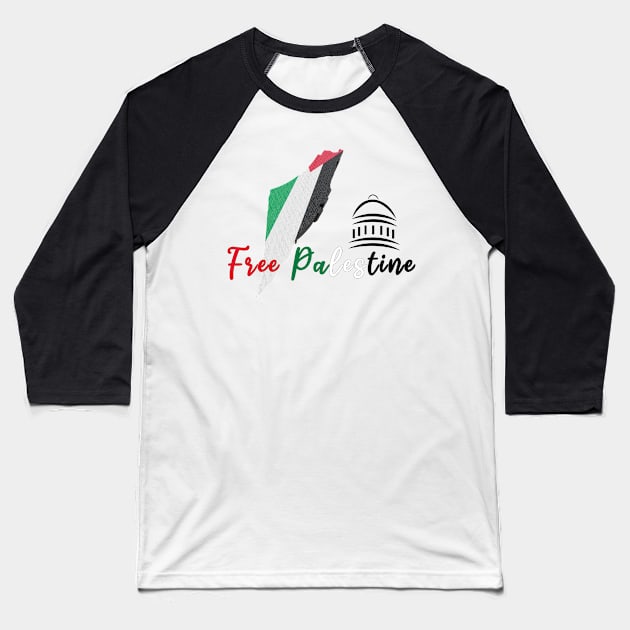 Free Palestine Baseball T-Shirt by LOQMAN